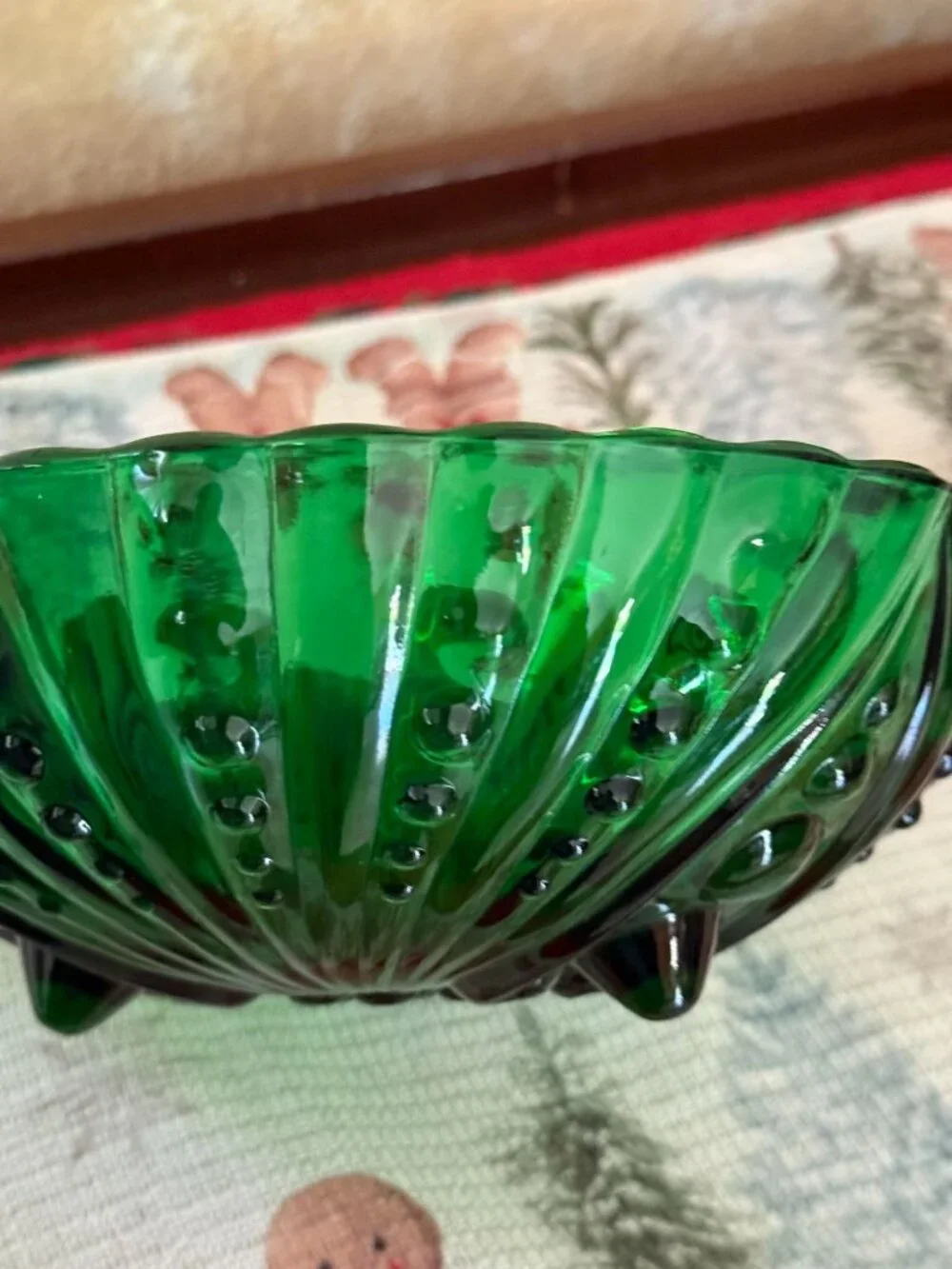 Anchor Hocking Forest Green Burple Footed Dessert Bowl 4 1/2”